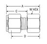 NPT Female Connector for fractional tube - dimensions