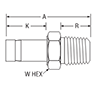 NPT Male Adapter for metric tube - dimensions