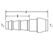 Push-Lok to Port Connector for fractional tube - dimensions