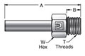 T7HOA MPI™ Tube Stub to Male SAE O-ring - dimensions