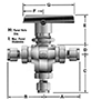 Three-Way B Series Ball Valves - dimensions