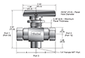 Three Way HB Series Ball Valves - dimensions