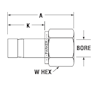 Tube End NPT Female Adapter for fractional tube - dimensions