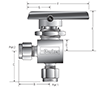 Two Way Angle MB Series Ball Valves - dimensions