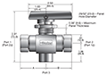 Two Way In-Line HB Series Ball Valves - dimensions