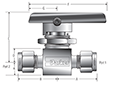 Two Way In-Line MB Series Ball Valves - dimensions