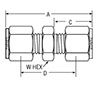 Union for fractional tube - dimensions